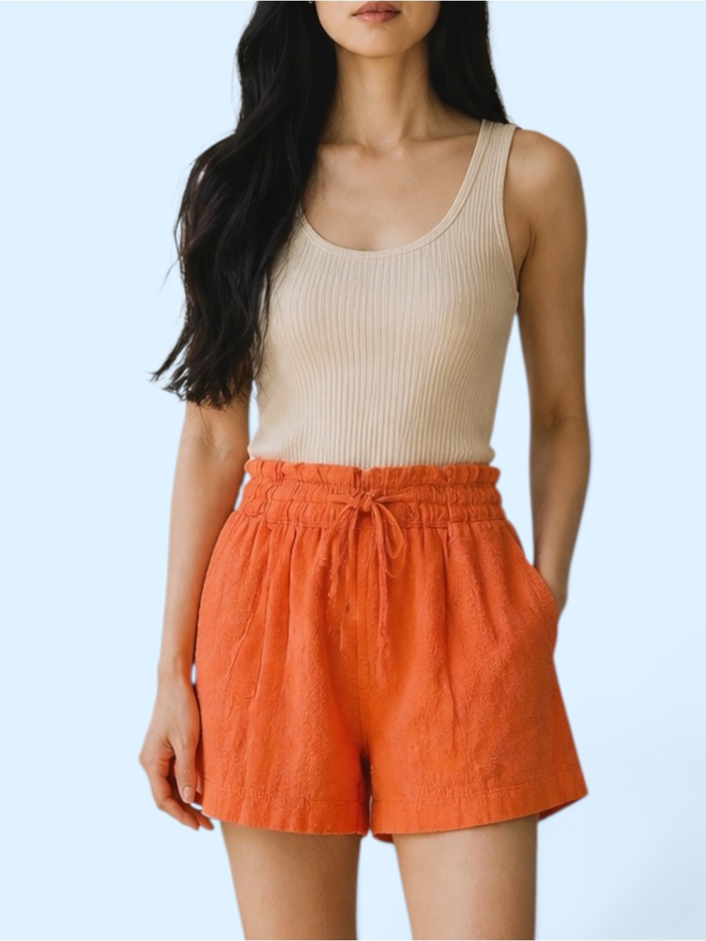 Free People Day Blooms Flame Orange Women's Shorts XS